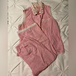 Pink Gingham Sleeveless Pajama Set